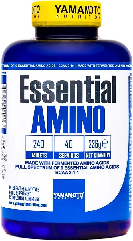 YAMAMOTO NUTRITION Essential AMINO 240 Compresse, Integratore di Amminoacidi Essenziali Fermentati EAA e Ramificati BCAA 2:1:1, Integratore per Sportivi