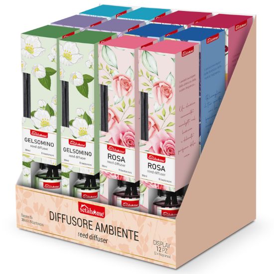 Profumatore bastoncino diffusore expo 12pz 30ml + 5 bastoncini