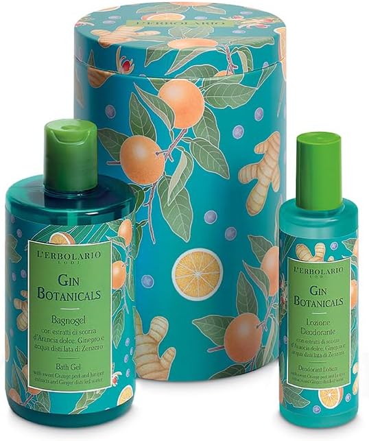 L'Erbolario Gin Botanicals Beauty Box Bacche di Ginepro – Bagnogel 300 ml + Lozione Deodorante 100 ml + Confezione in Latta – EDIZIONE LIMITATA – Fragranza Agrumata, Aromatica e Muschiata