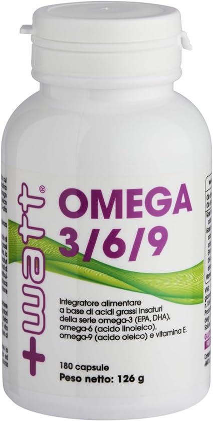 '+Watt Omega 3/6/9 - Utile a Compensare le Carenze di Omega 3 - Formato: 180 perle