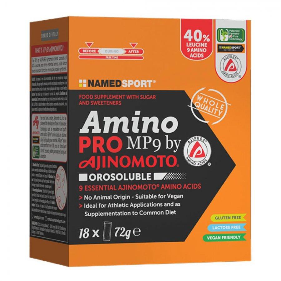 NAMEDSPORT Srl NAMED SPORT - AMINOPRO MP9 AJINOMOTO 18 STICK - Integratore di Aminoacidi Essenziali per il Potenziamento delle Prestazioni Sportive