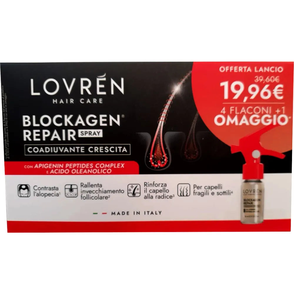 LOVREN HAIR BLOCKAGEN SPRAY 10 ML 4 PEZZI + 1 PEZZO