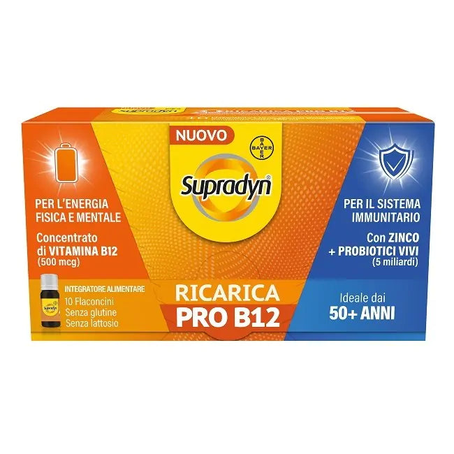 Supradyn Ricarica Pro B12 integratore per stanchezza e affaticamento dopo i 50 anni 10 flaconcini