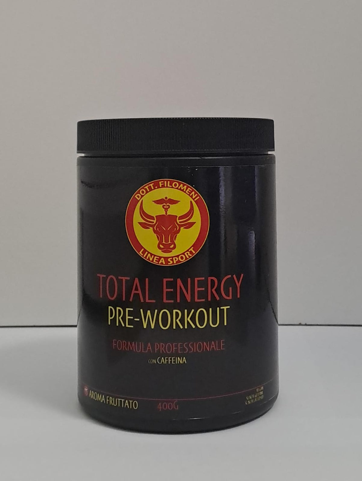 TOTAL ENERGY PRE-WORKOUT FORMULA PROFESSIONALE  CON CAFFEINA AROMA FRUTTATO DOTT. FILOMENI